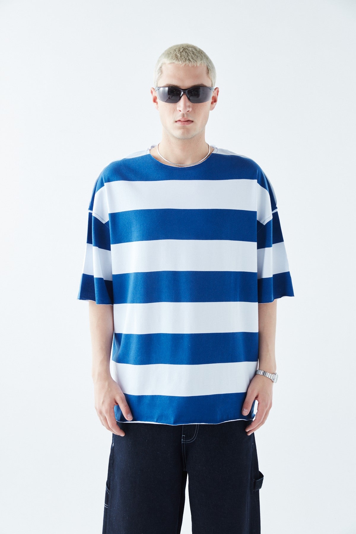 Oversized 100% Cotton T-Shirt with Digital Print Stripes