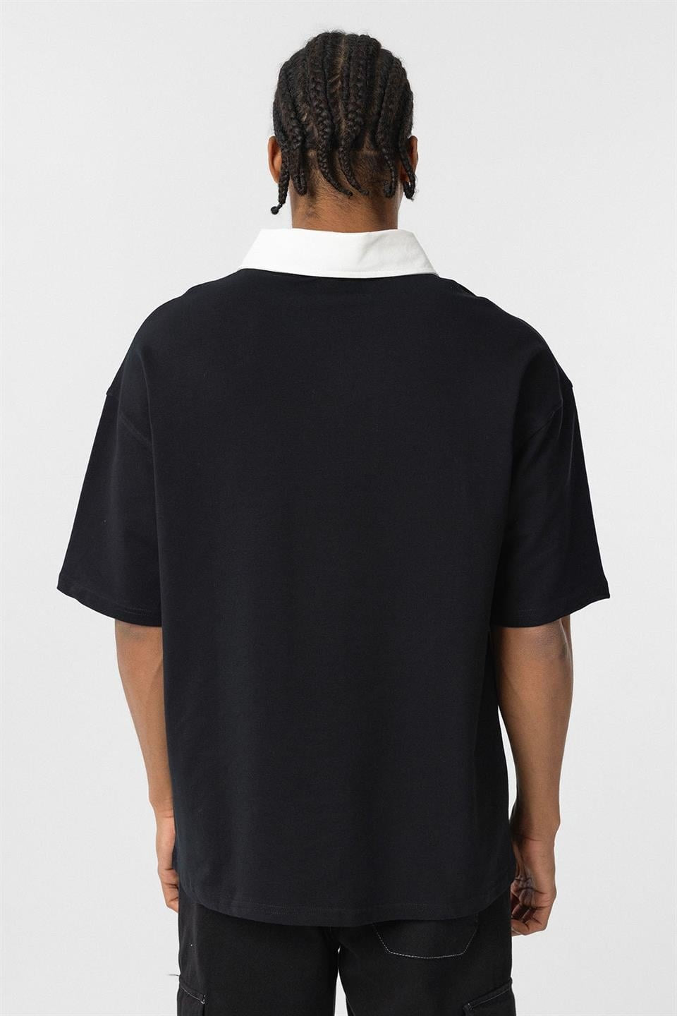 Oversized Printed T-Shirt with a Polo Collar