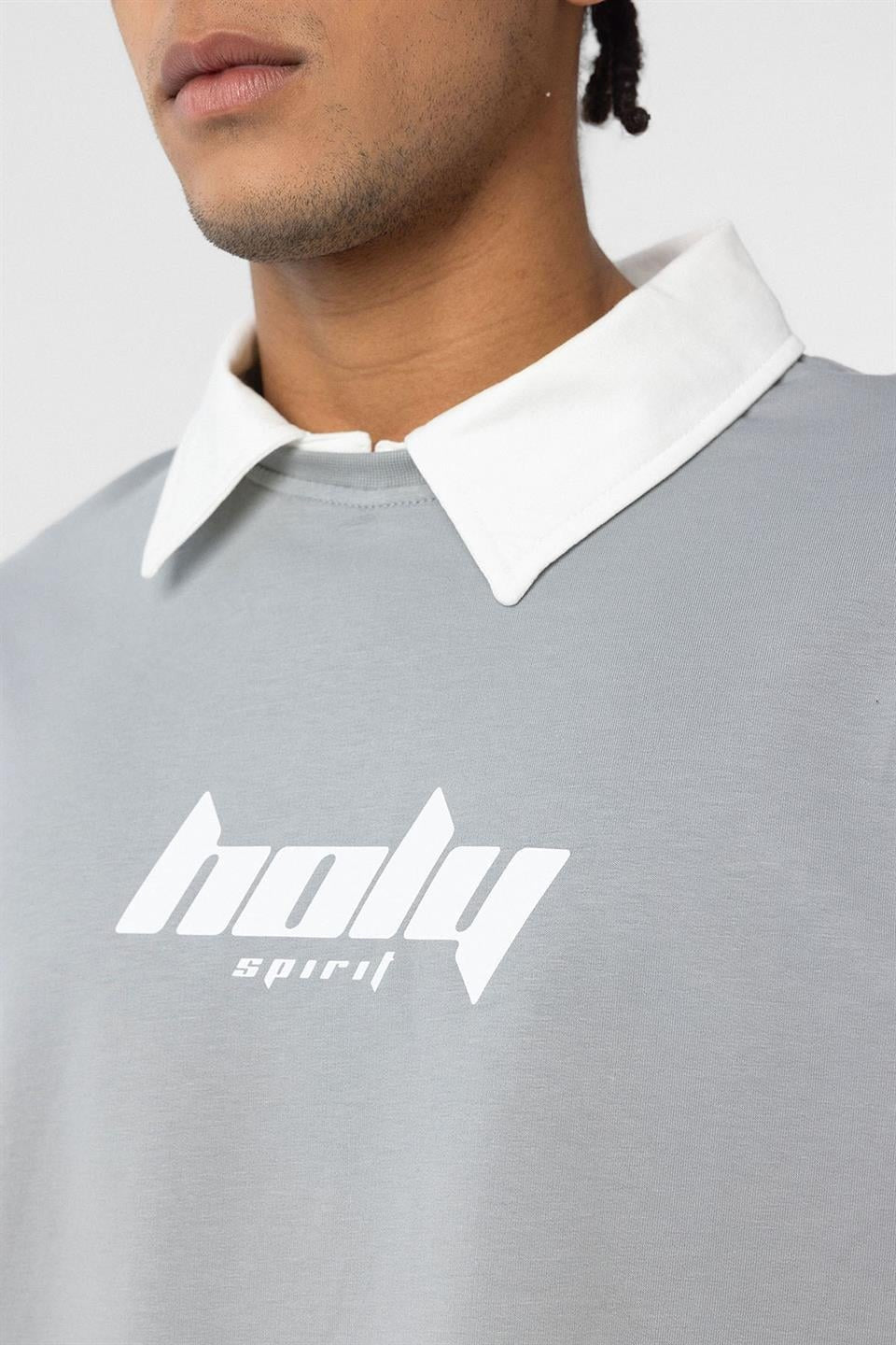 Oversized Printed T-Shirt with a Polo Collar