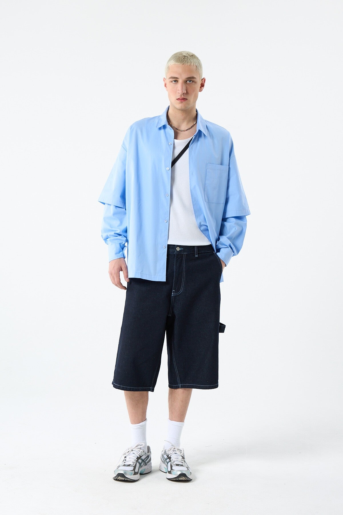 Oversized Long-Sleeve Shirt with Double-Sleeve Detail