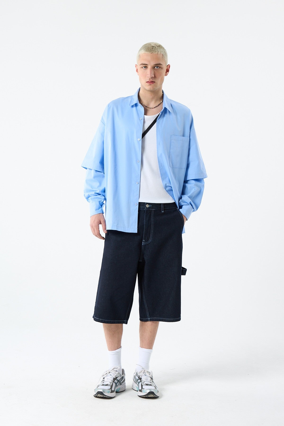 Oversized Long-Sleeve Shirt with Double-Sleeve Detail