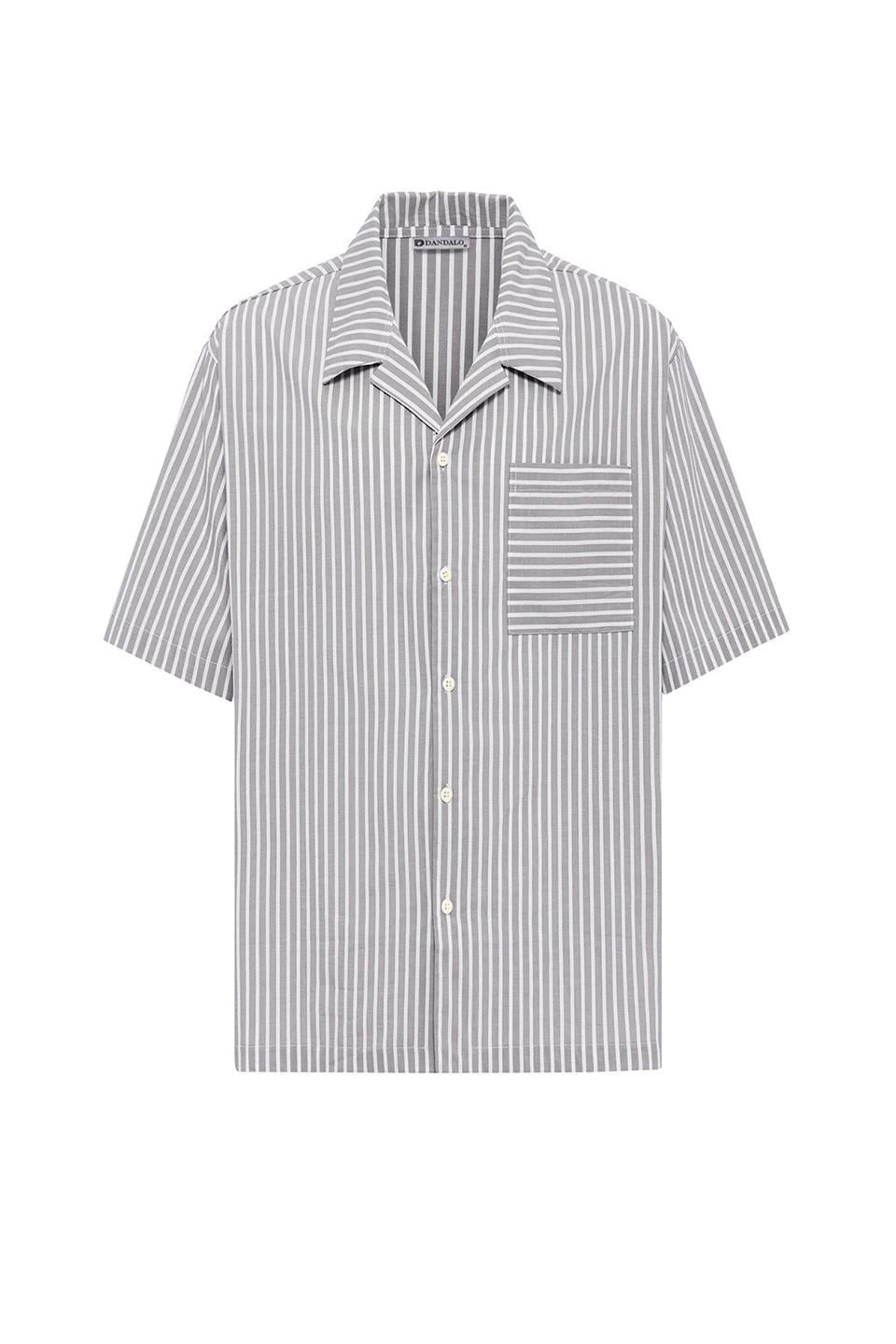 Striped Short-Sleeve Oversized Shirt