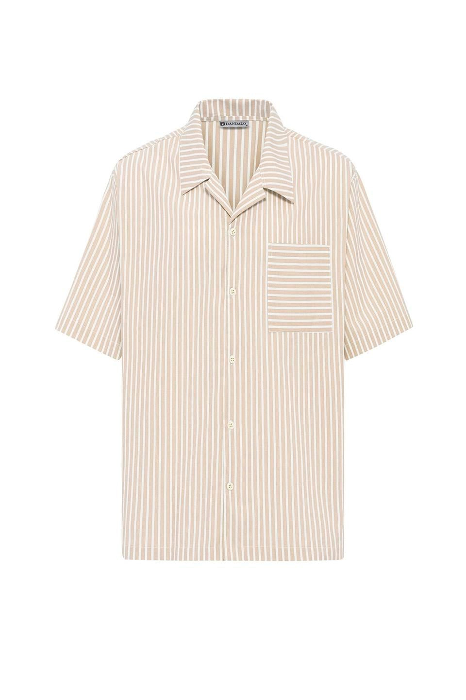 Striped Short-Sleeve Oversized Shirt