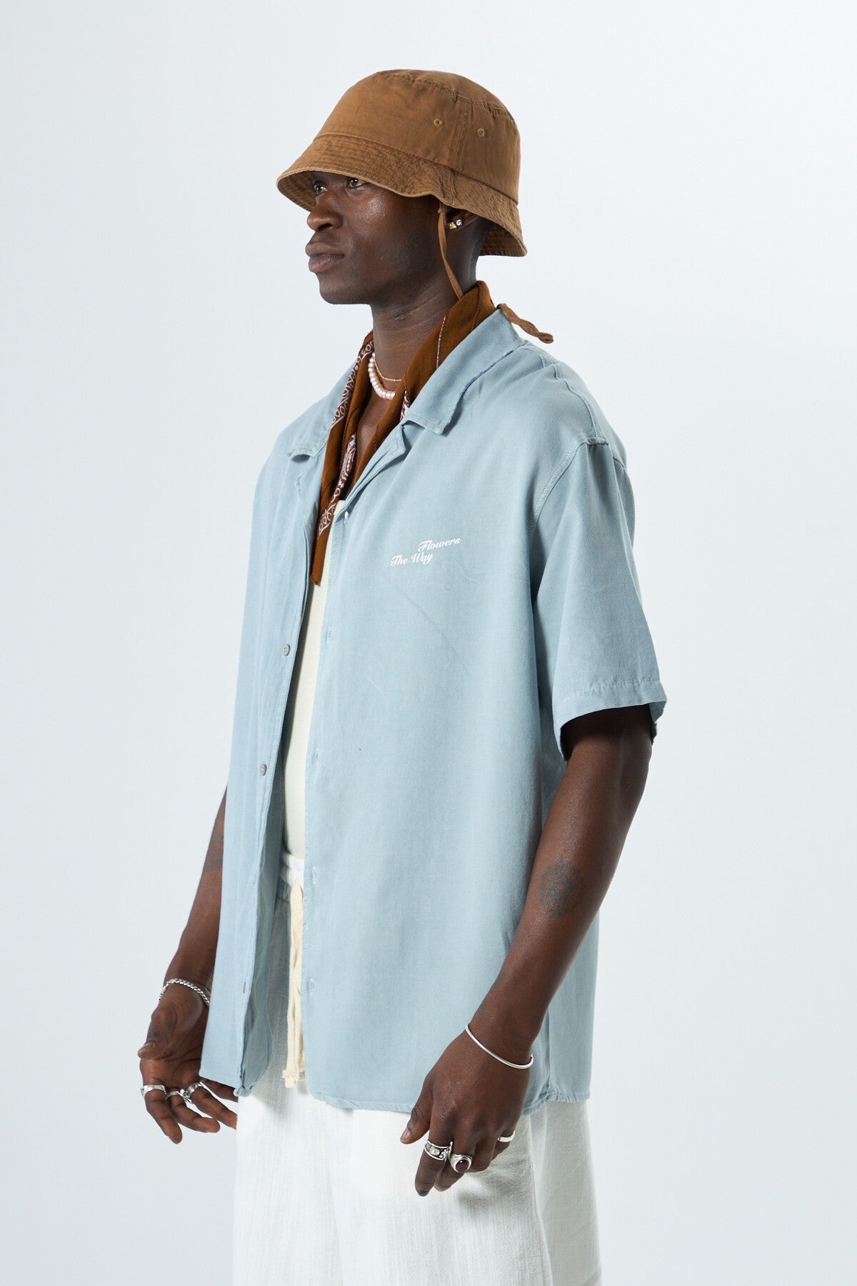 Oversized Short-Sleeve Shirt with Back Print, No Pockets, Washed Finish