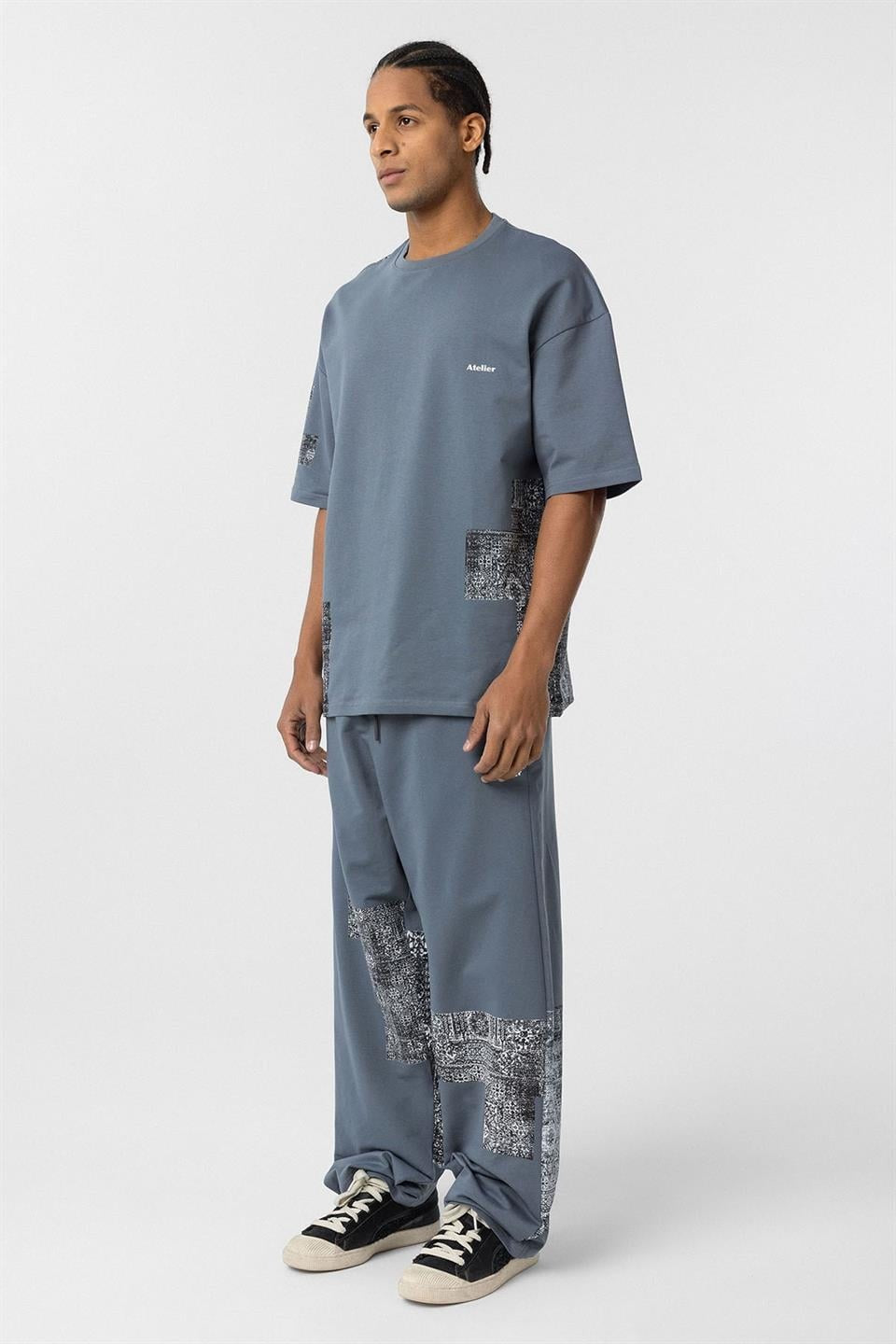 Oversized Sweatsuit Set with Ethnic Patterns