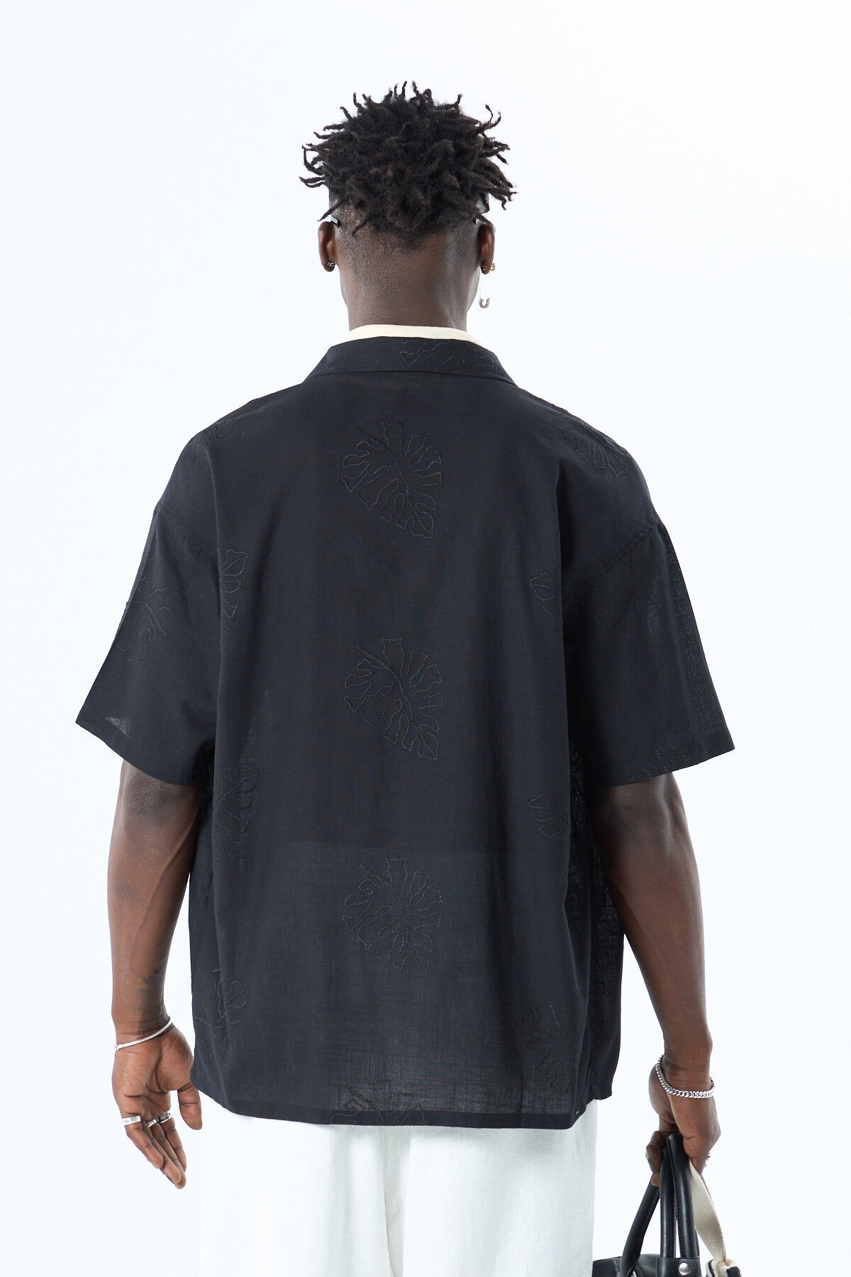 Oversized Linen Shirt with Embroidery Details