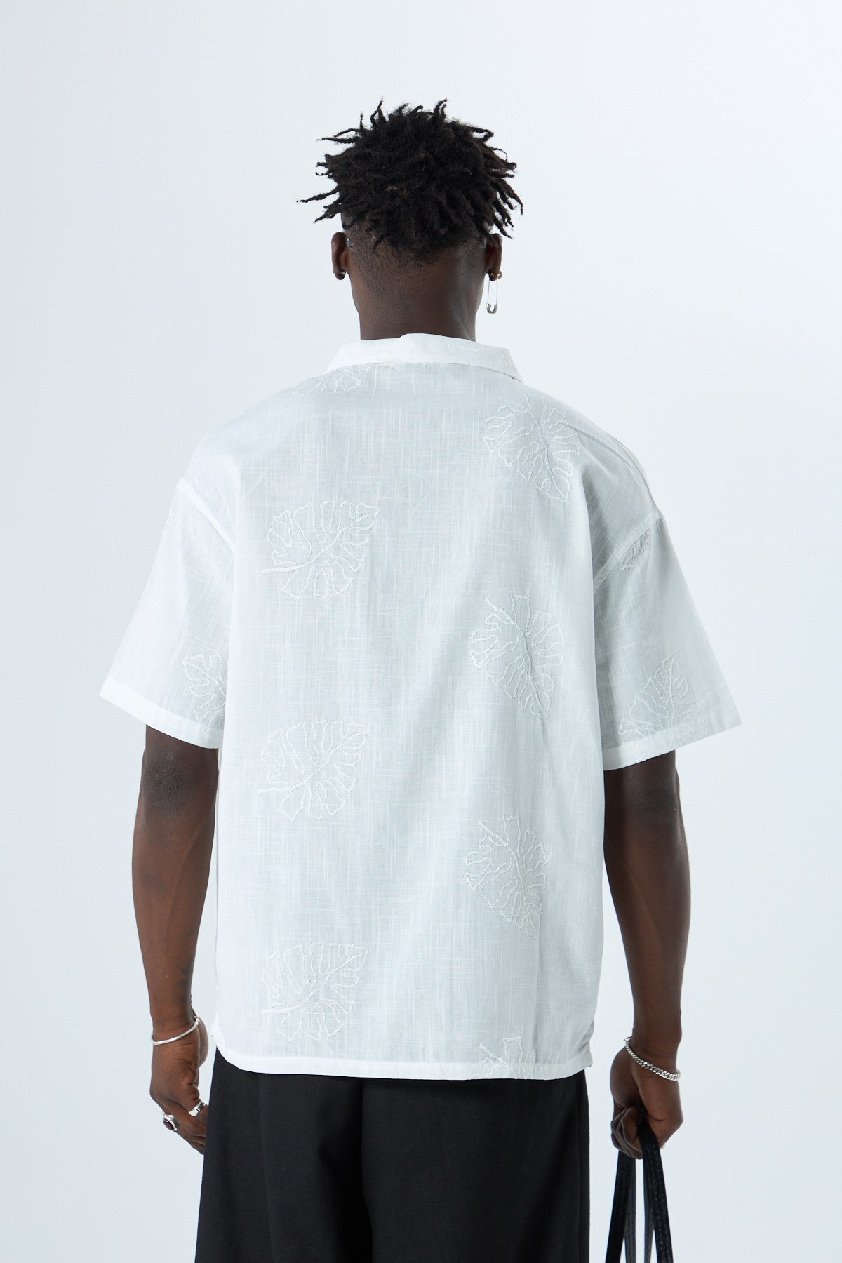 Oversized Linen Shirt with Embroidery Details