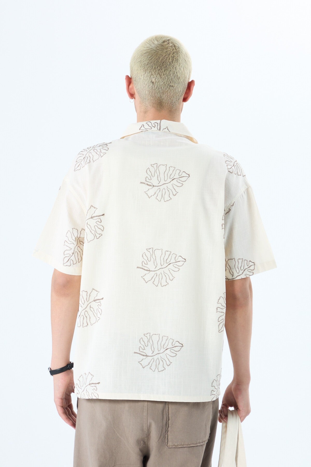 Oversized Linen Shirt with Embroidery Details