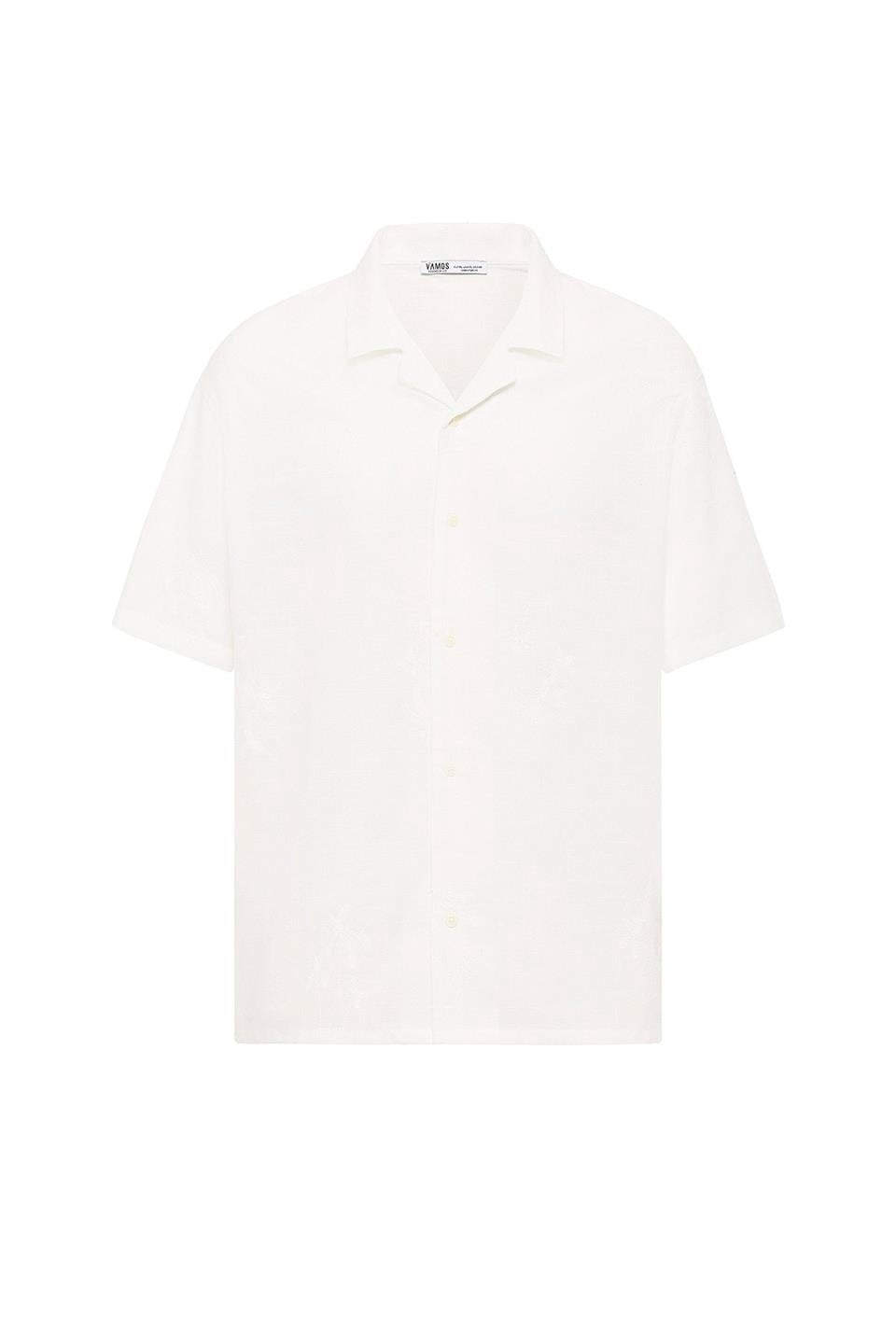 Oversized Short-Sleeve Shirt with Embroidery Details
