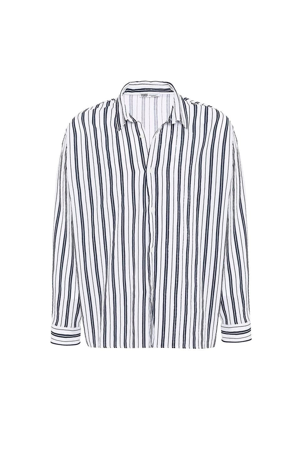 Striped Long-Sleeved Oversized Linen Shirt