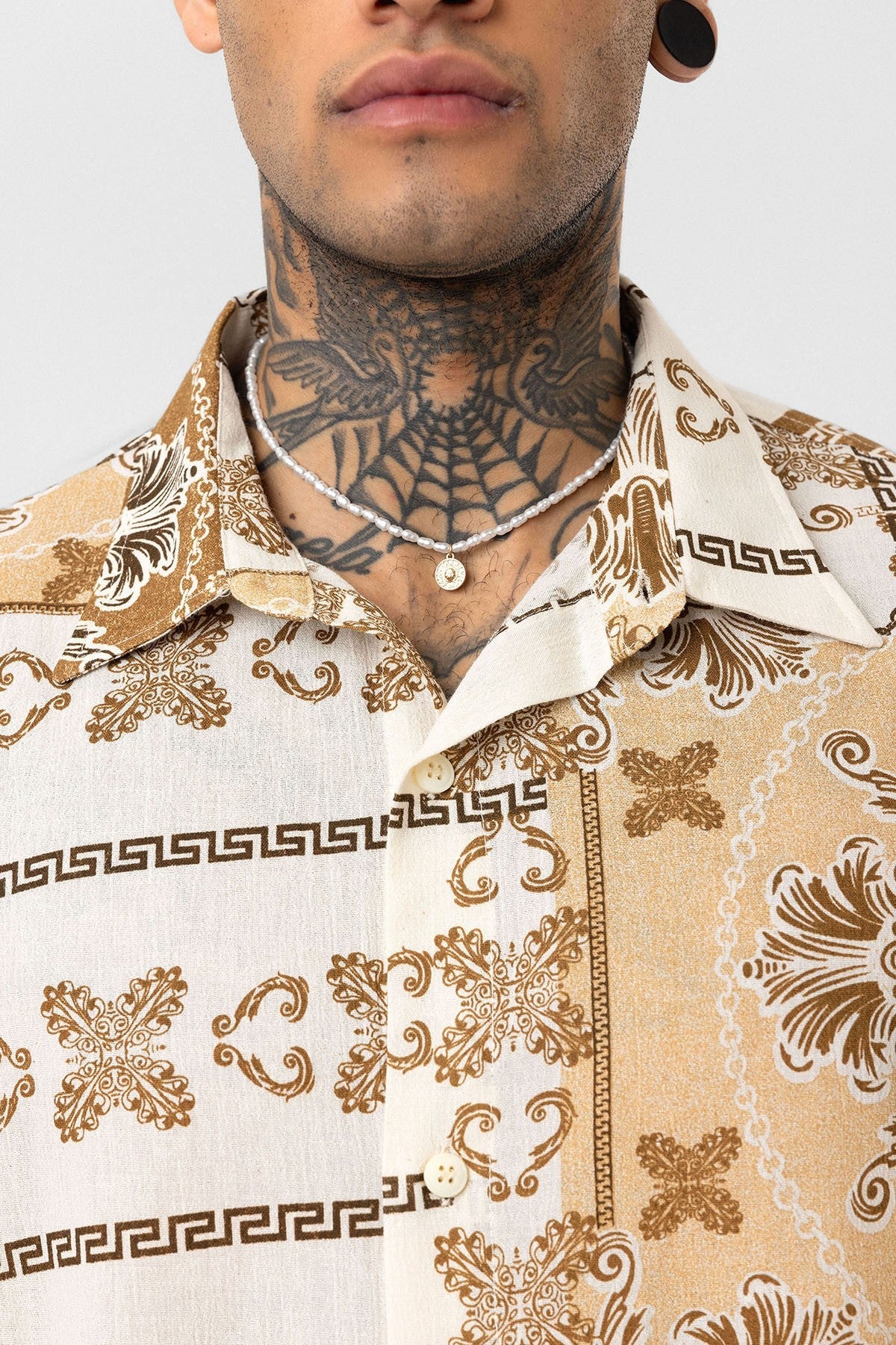 Oversized Shirt with Ethnic Patterns
