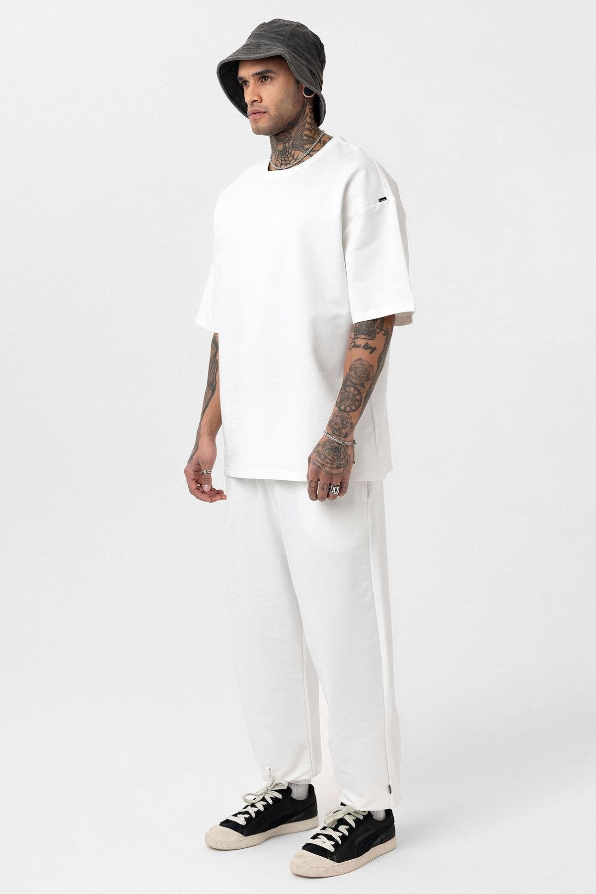 Basic Oversized Sweatsuit Set with Elastic Cuffs