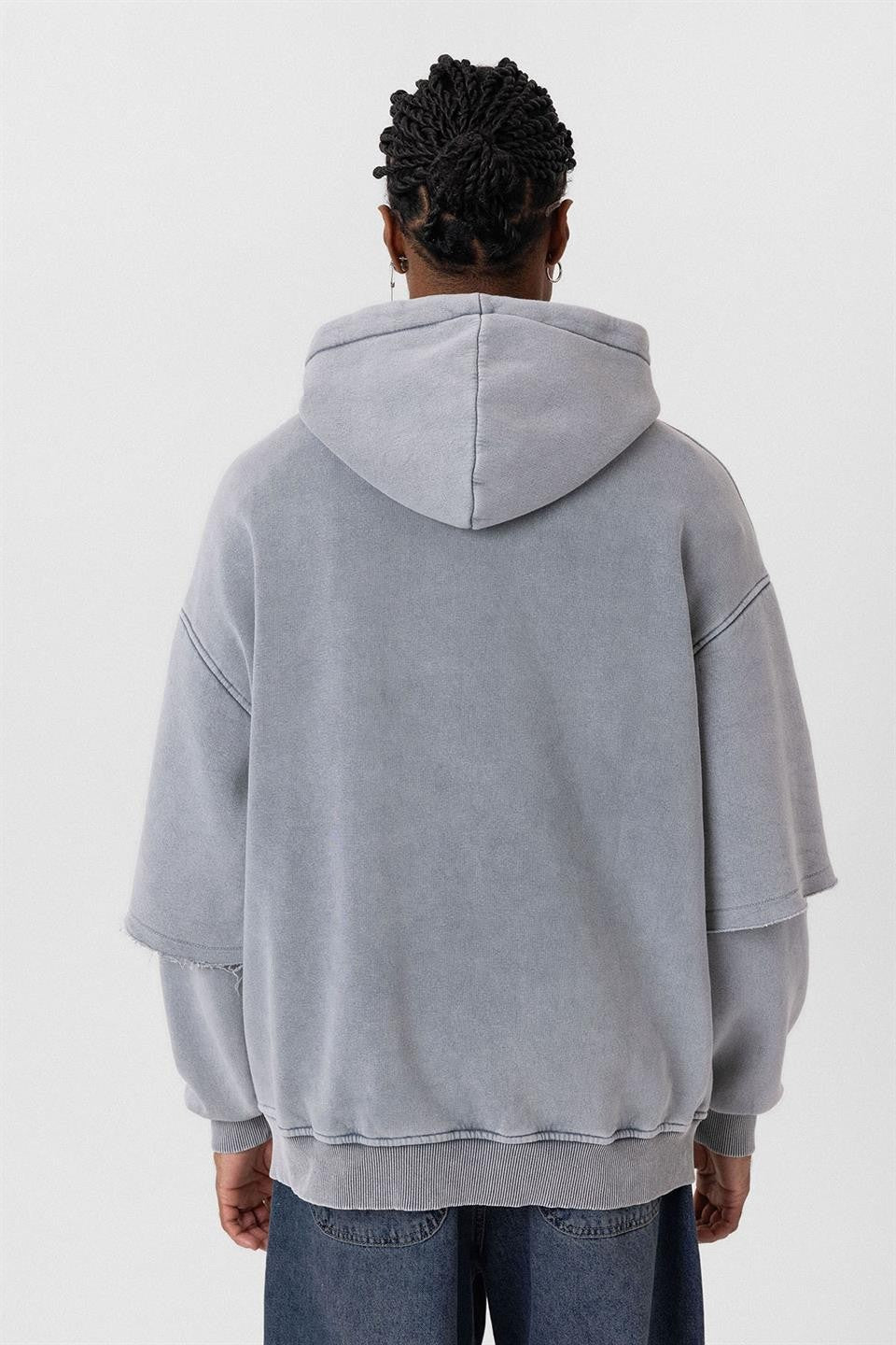Oversized Printed Sweatshirt with Sleeve Details