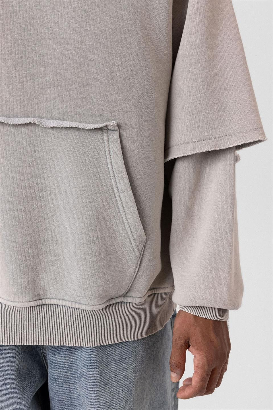 Oversized Printed Sweatshirt with Sleeve Details