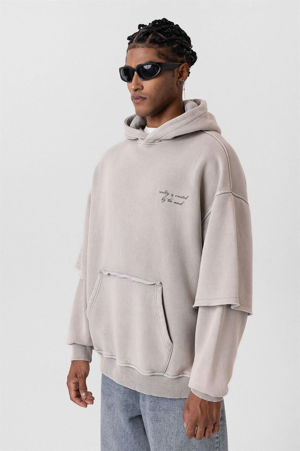 Oversized Printed Sweatshirt with Sleeve Details