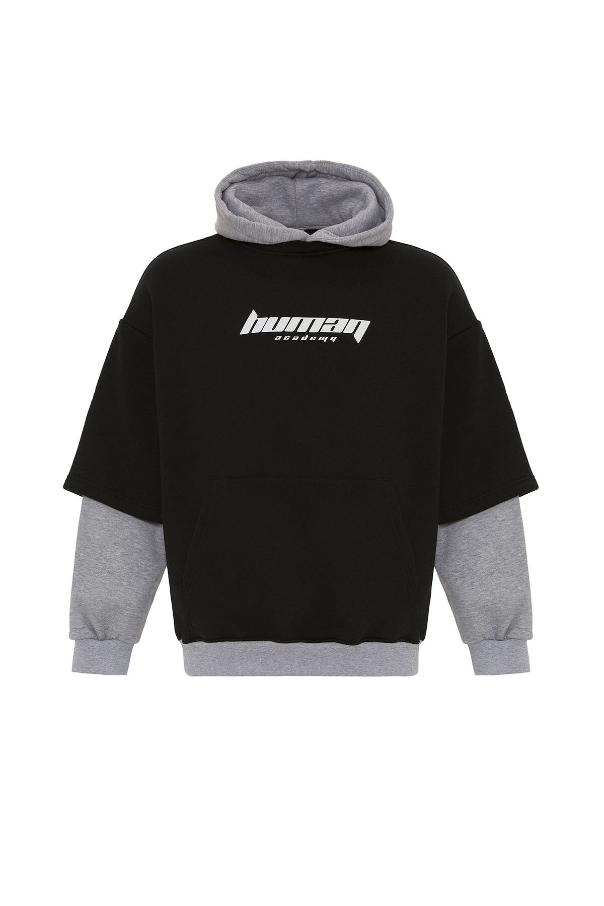 Oversized Sweatshirt with Printed Double-Sleeve Detail