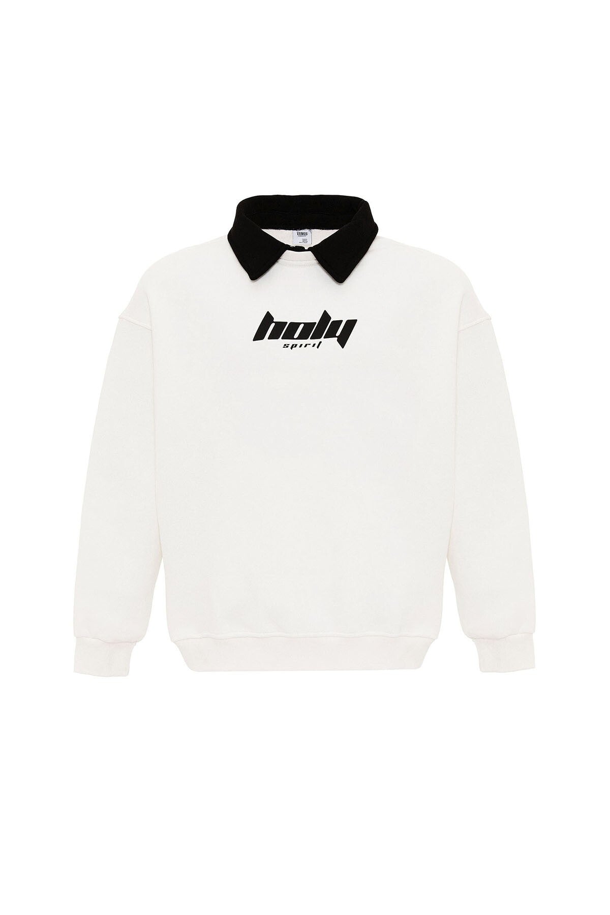 Oversized Printed Sweatshirt with a Polo Collar