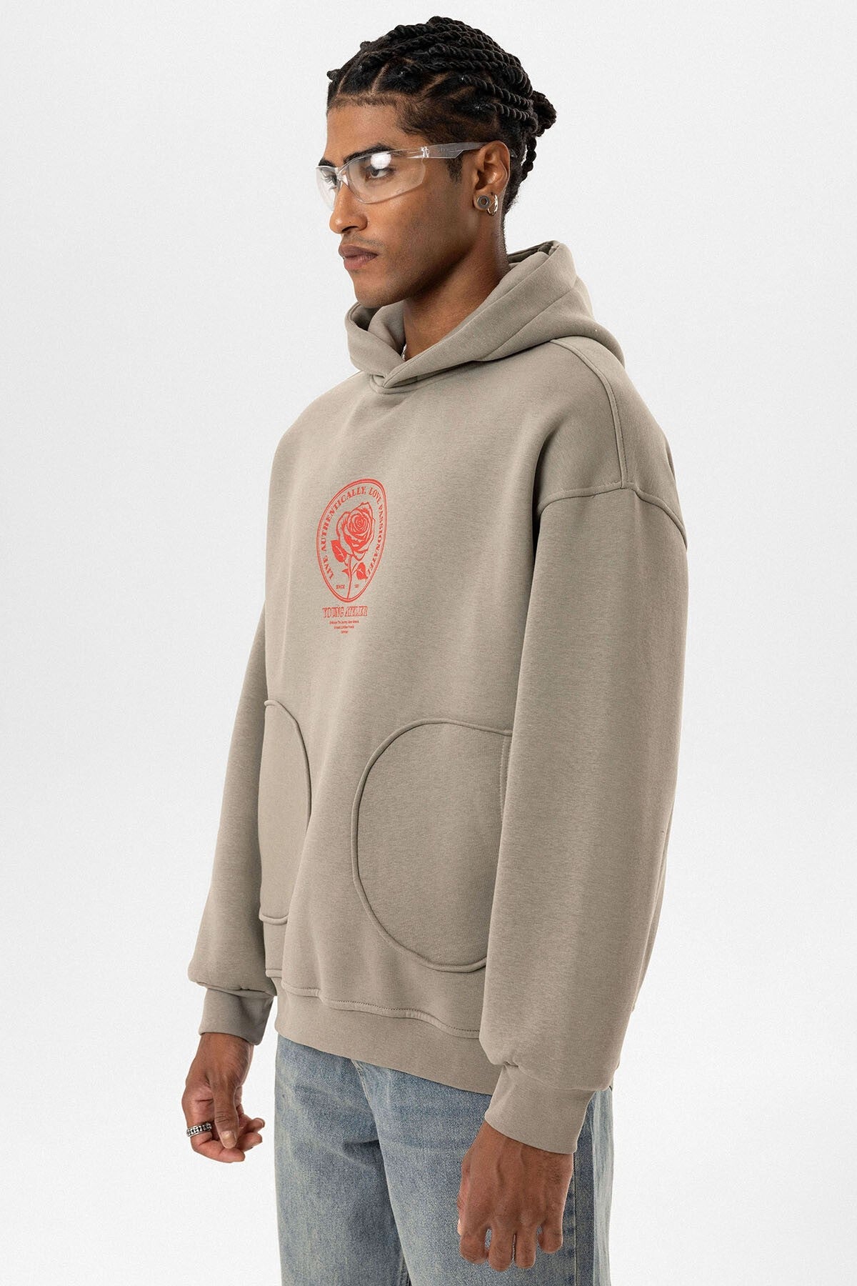Oversized Sweatshirt with Detailed Pocket Print