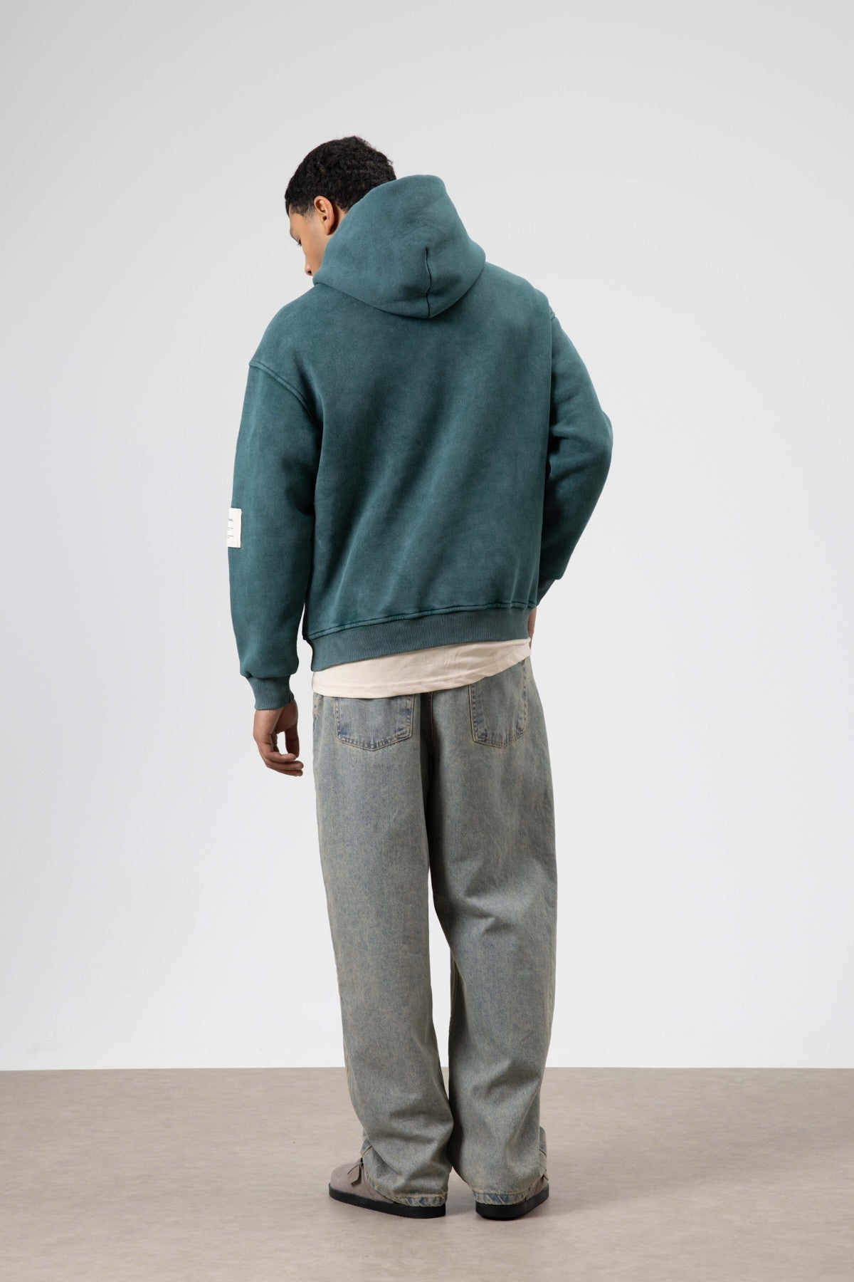 Oversized Sweatshirt with Card-Print Detail and Washed Finish