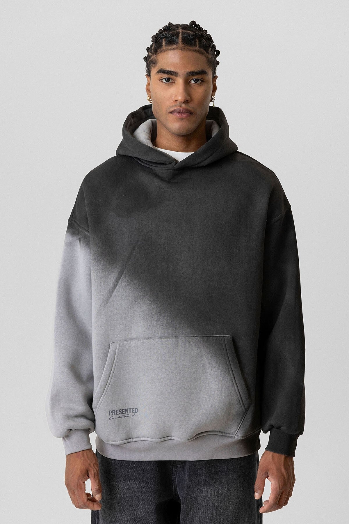 Oversized Hooded Sweatshirt with Color Gradient