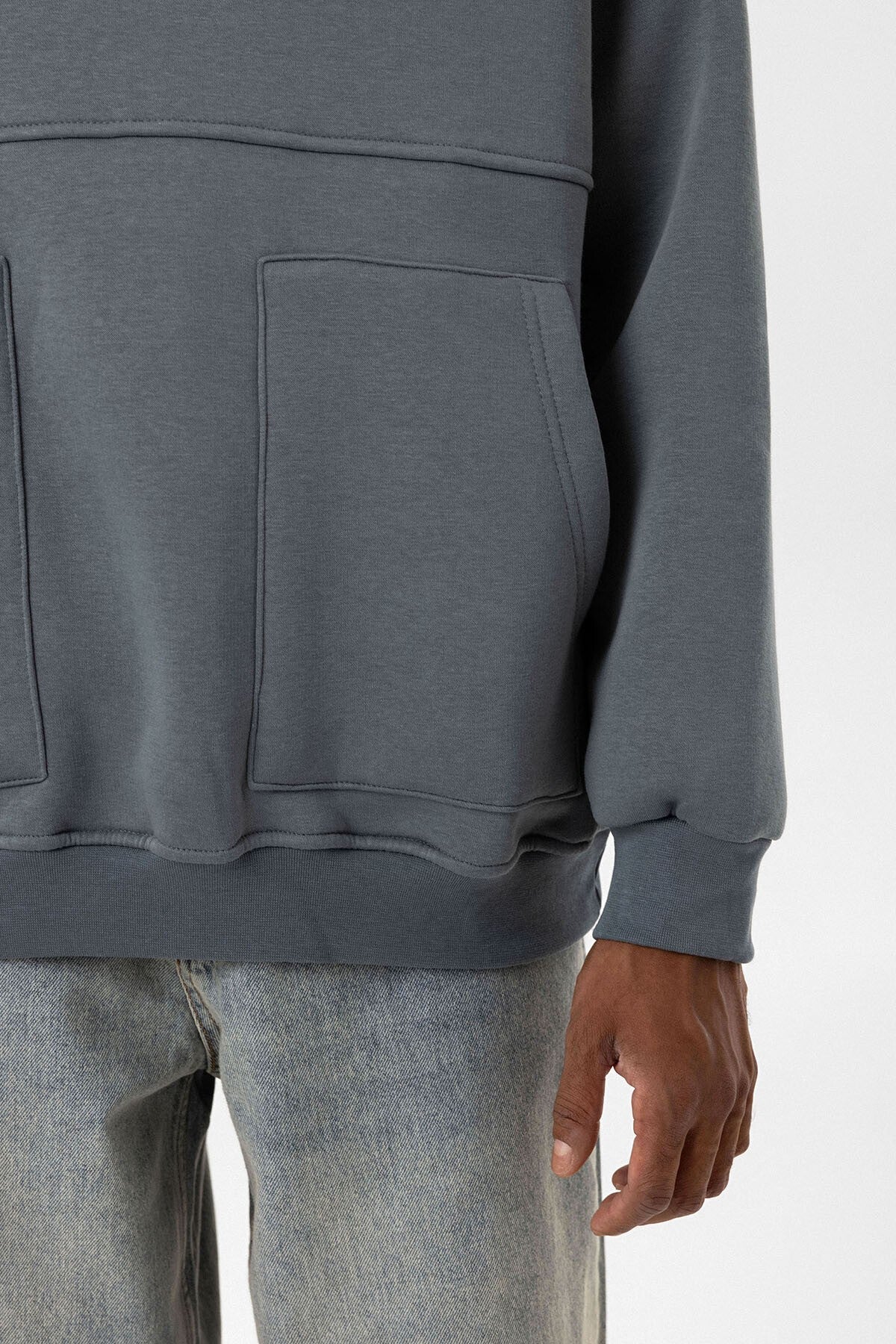 Hooded Sweatshirt with Double-Pocket Zipper Detail