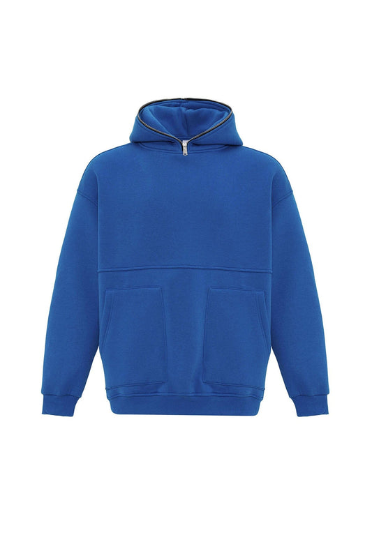 Hooded Sweatshirt with Double-Pocket Zipper Detail