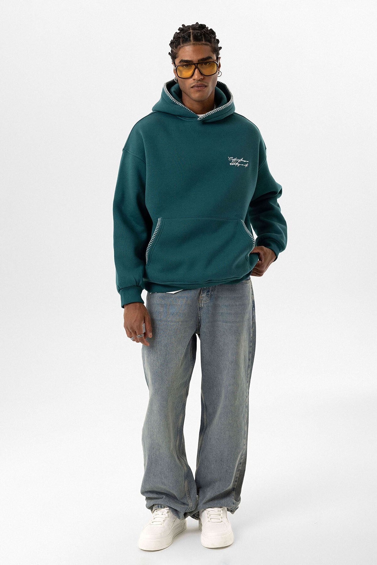 Printed Oversized Hooded Sweatshirt