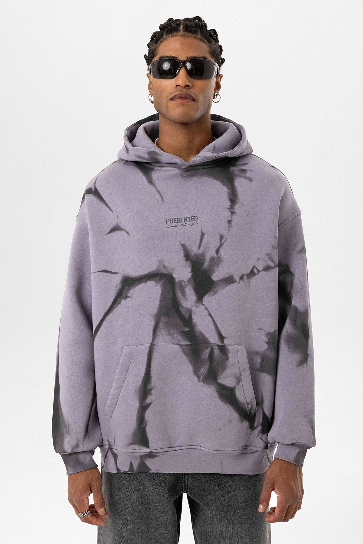 Color-Detailed Oversized Hooded Sweatshirt