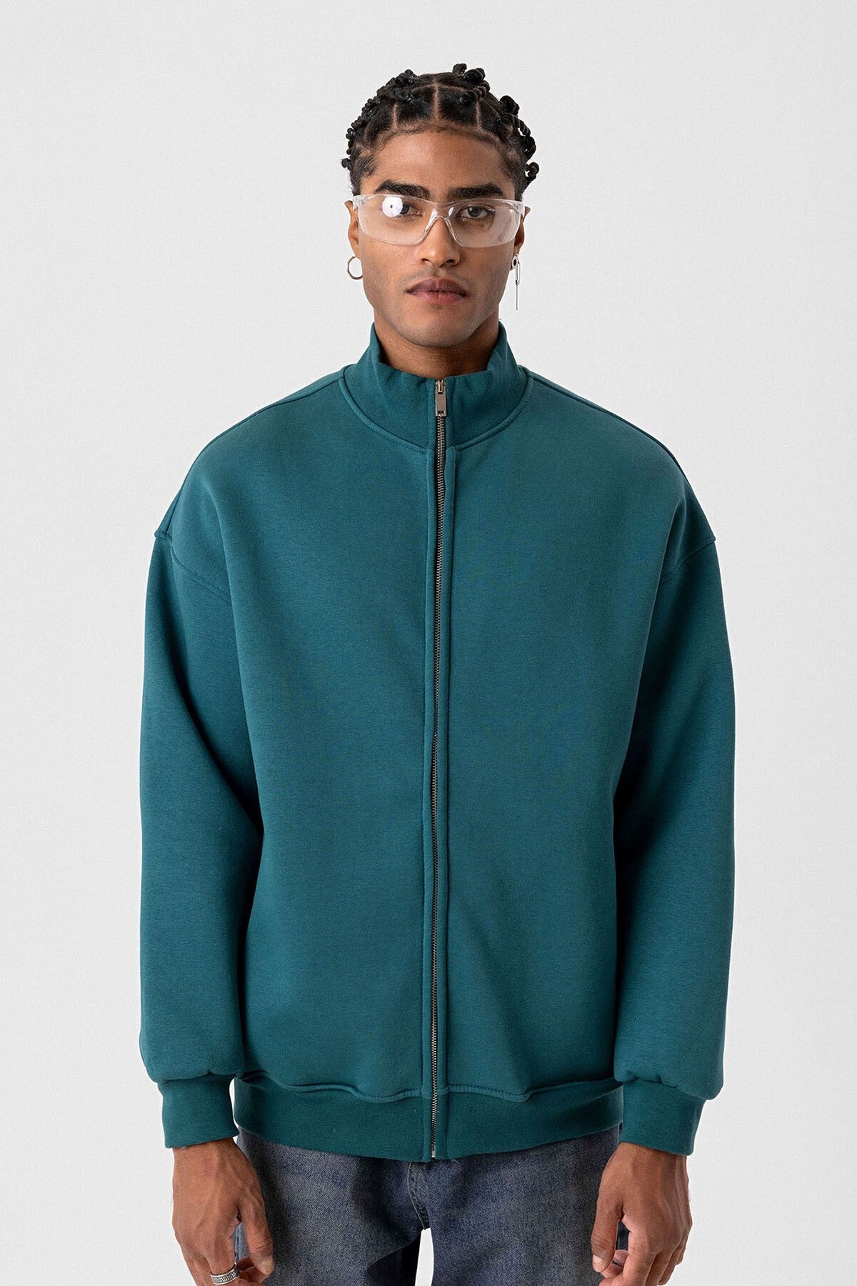 Basic Oversized Sweatshirt with Zipper