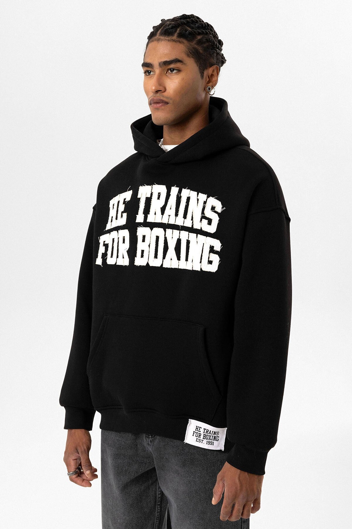 Oversized Hooded Sweatshirt with Printed Design
