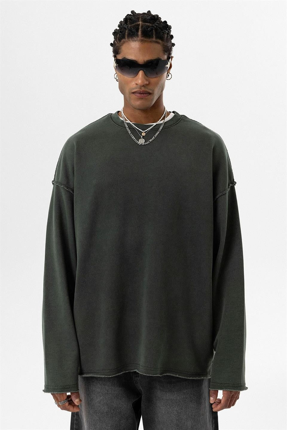 Oversized Sweatshirt with Washed Back Detail