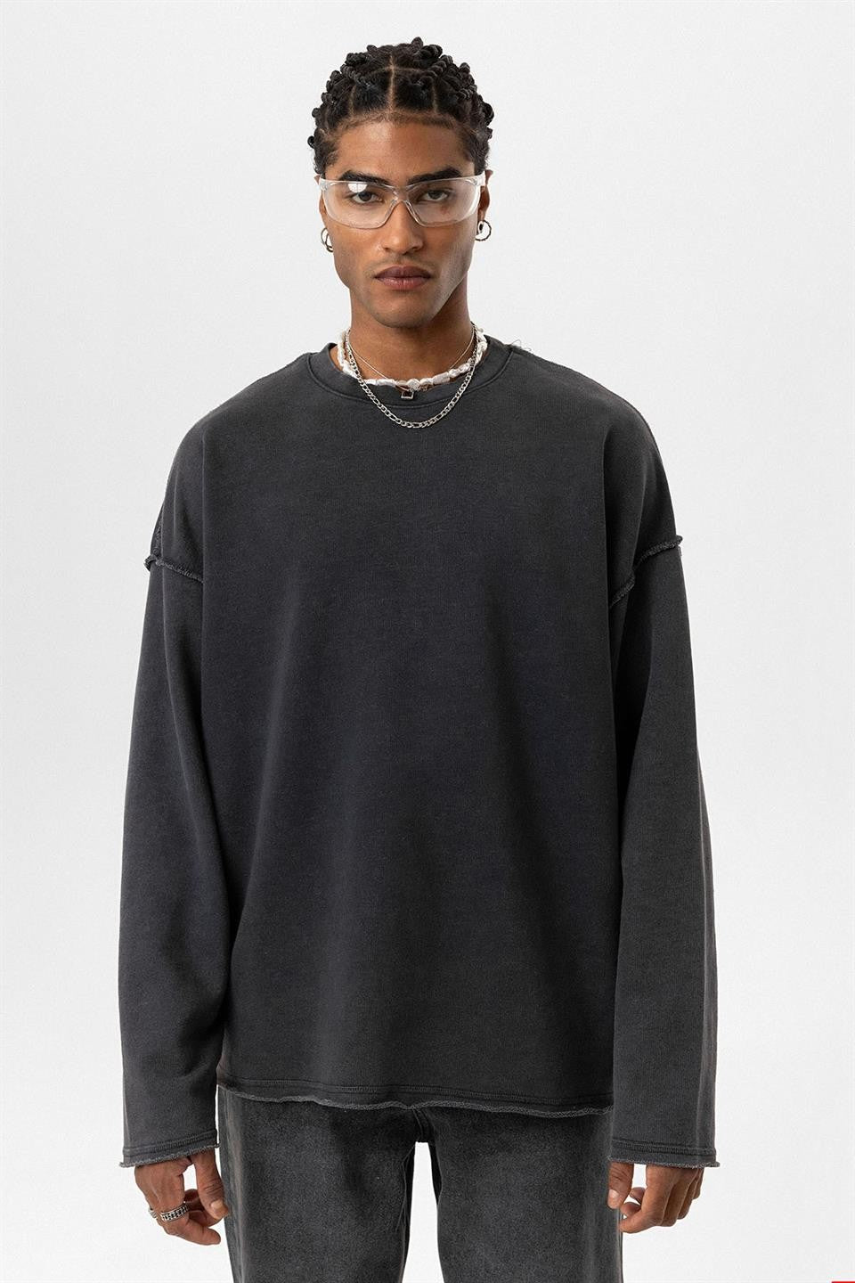 Oversized Sweatshirt with Washed Back Detail