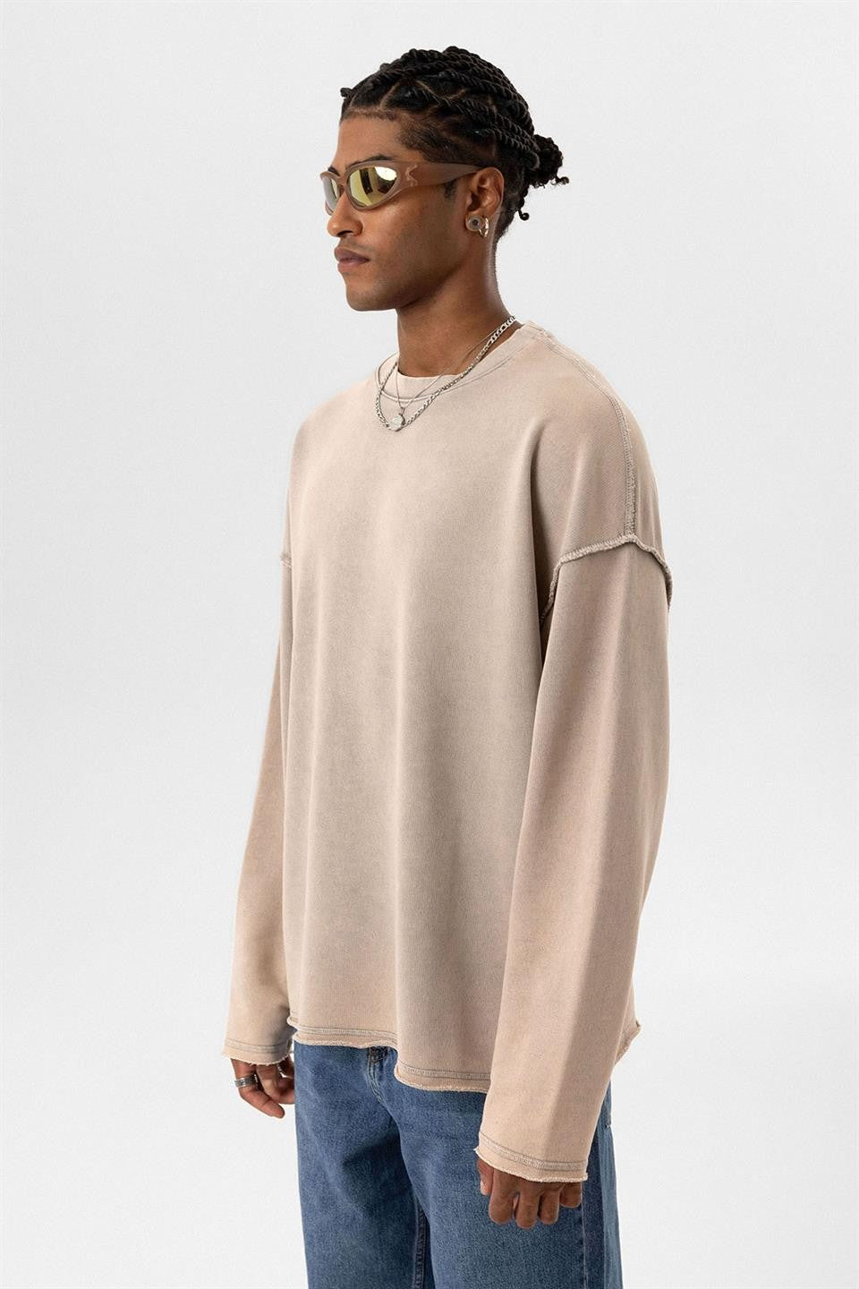 Oversized Sweatshirt with Washed Back Detail