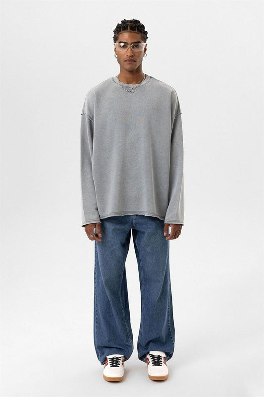Oversized Sweatshirt with Washed Back Detail