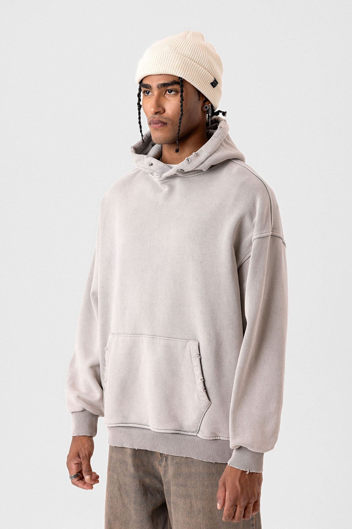 Premium Oversized Sweatshirt with Ripped Details