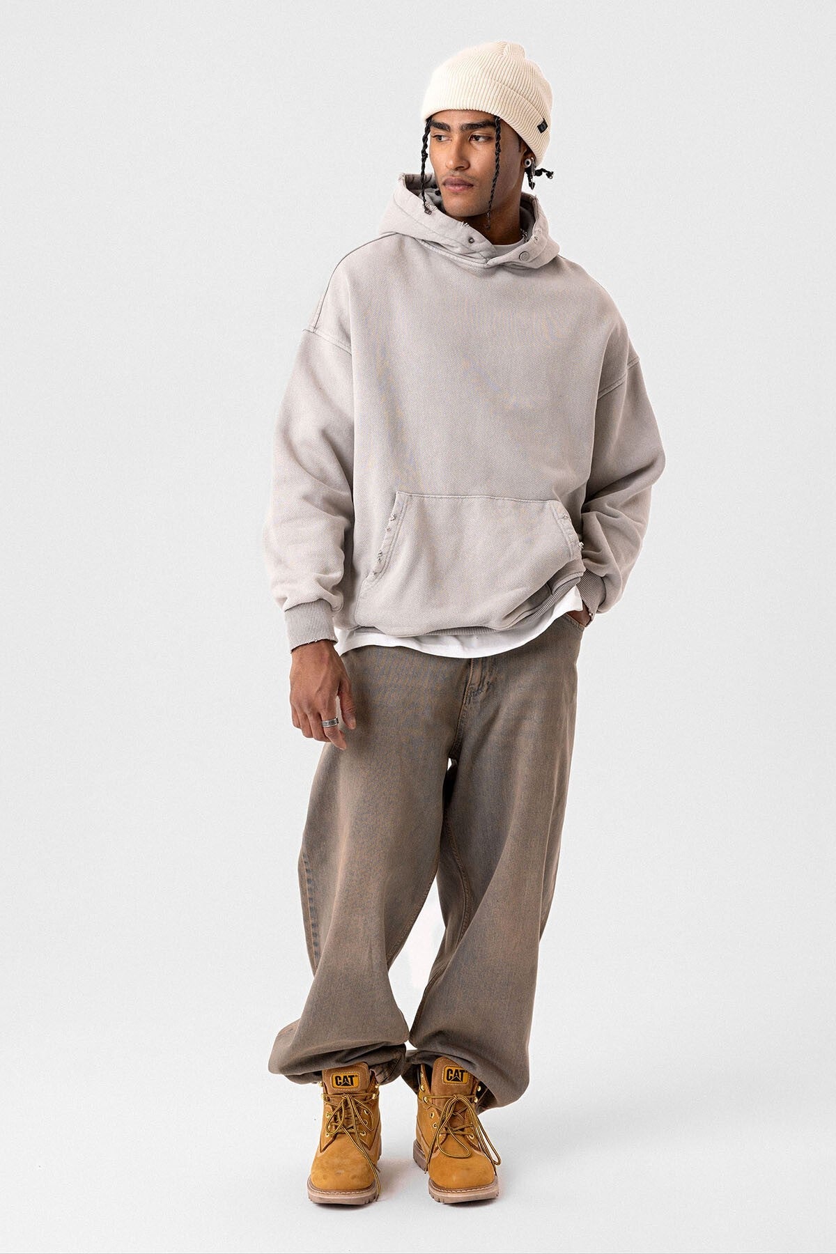 Premium Oversized Sweatshirt with Ripped Details