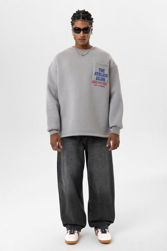 Oversized Sweatshirt with Printed Design