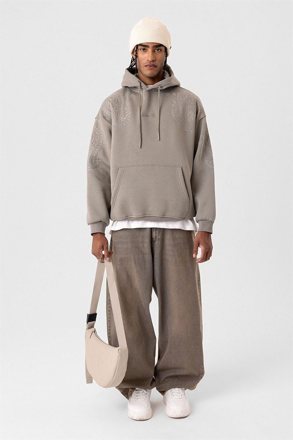 Patterned Oversized Sweatshirt