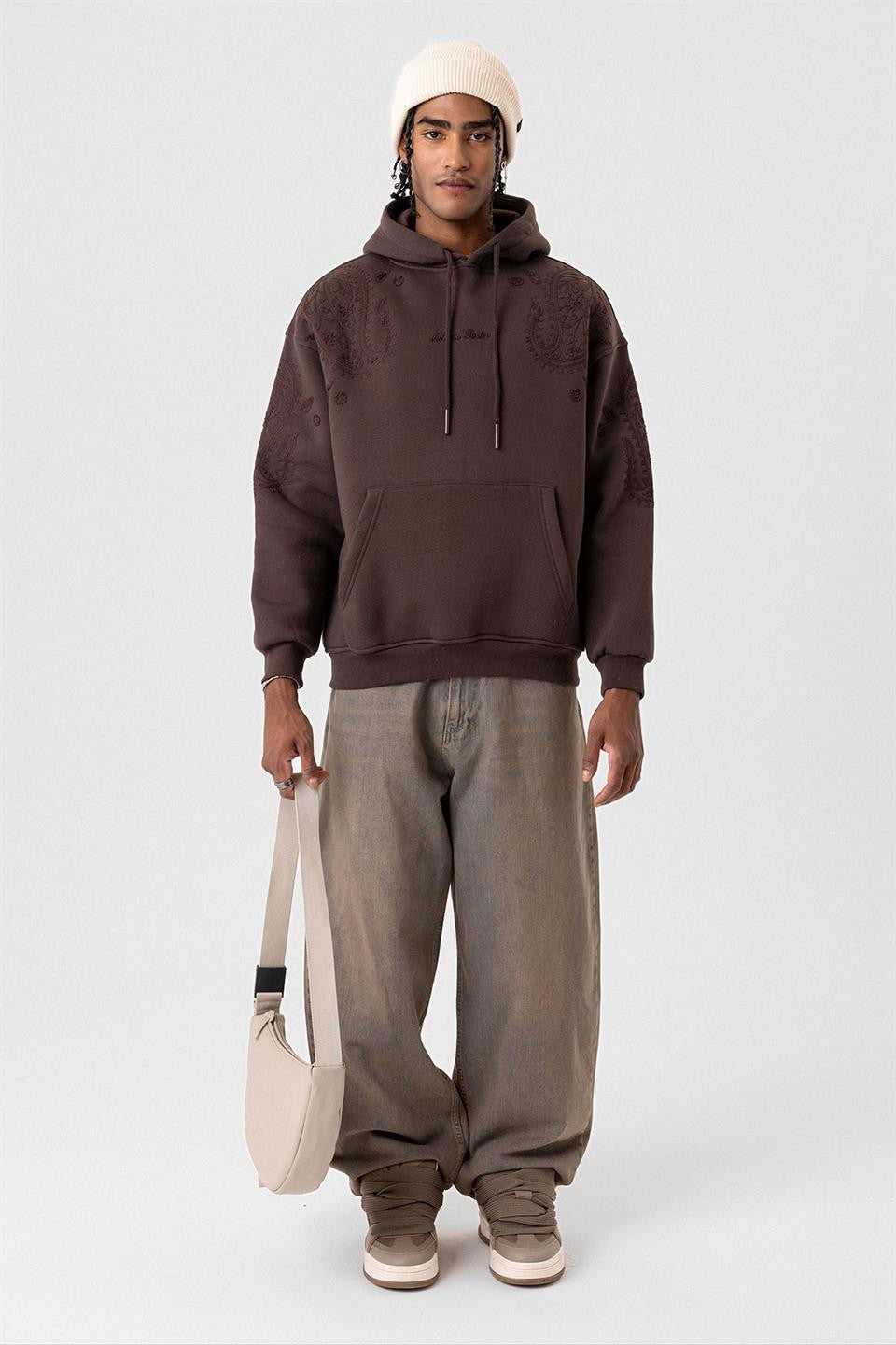 Patterned Oversized Sweatshirt