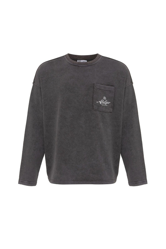 Oversized Sweatshirt with Pocket Details (Machine Washable)