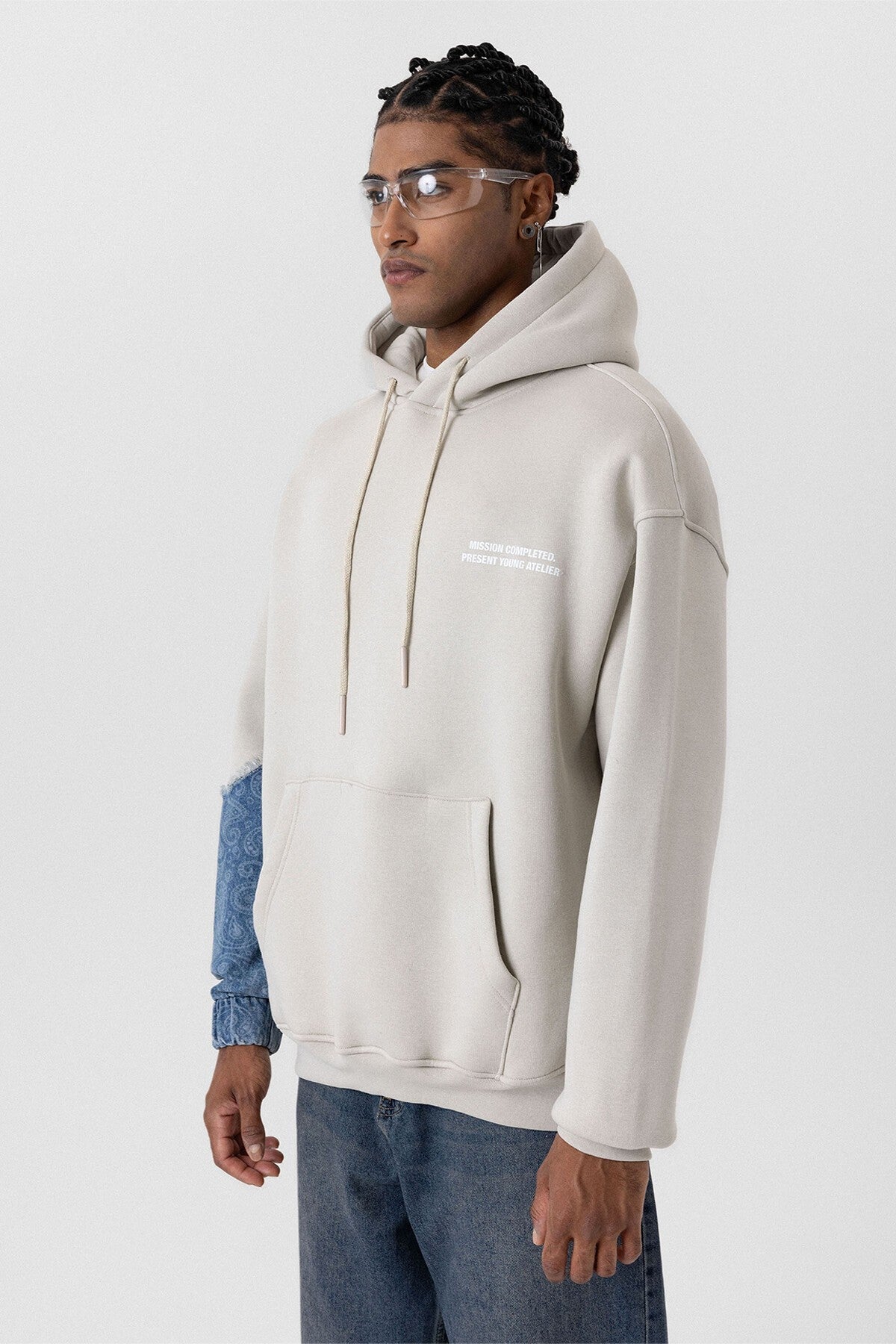 Oversized Hooded Sweatshirt with Sleeve Details