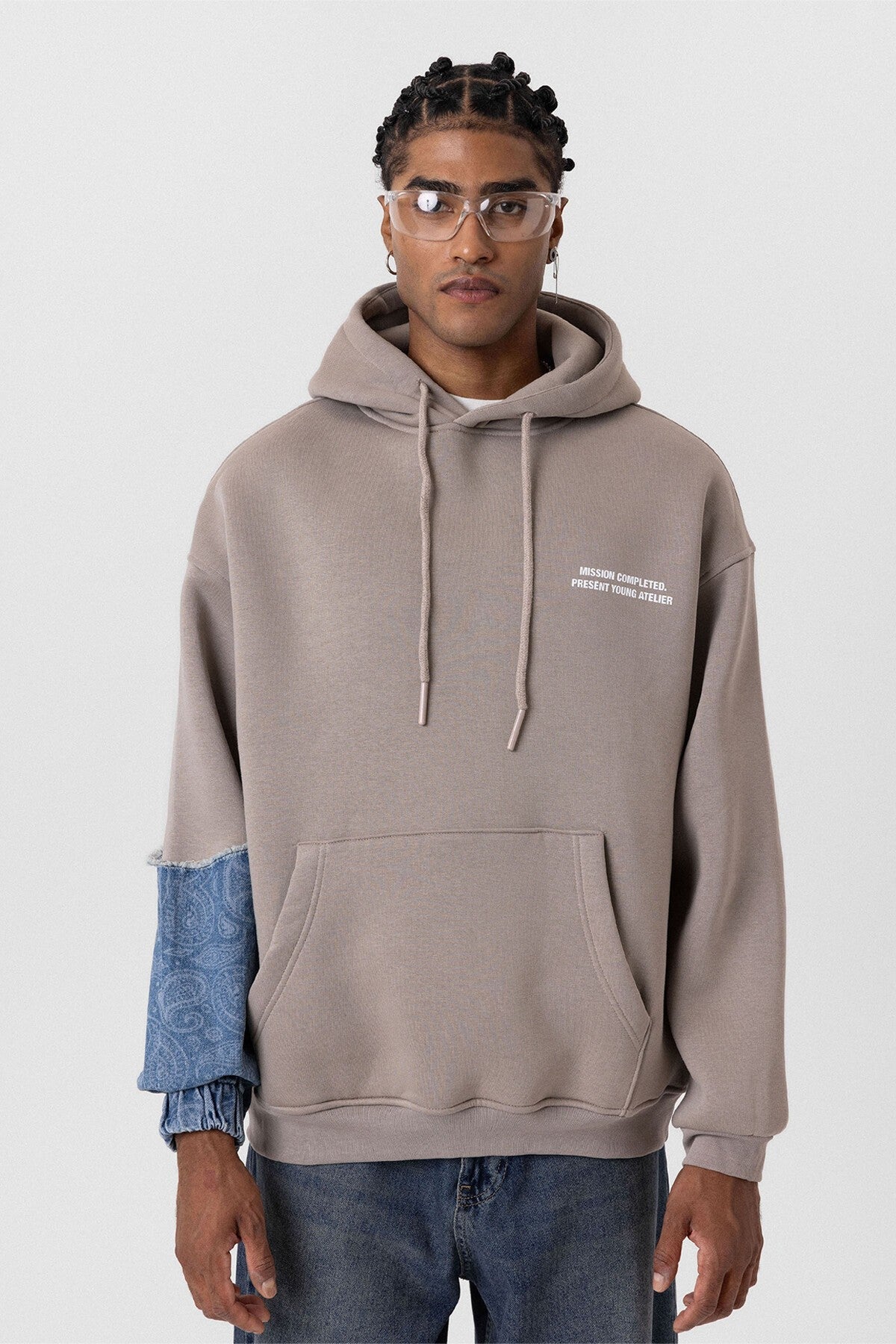 Oversized Hooded Sweatshirt with Sleeve Details