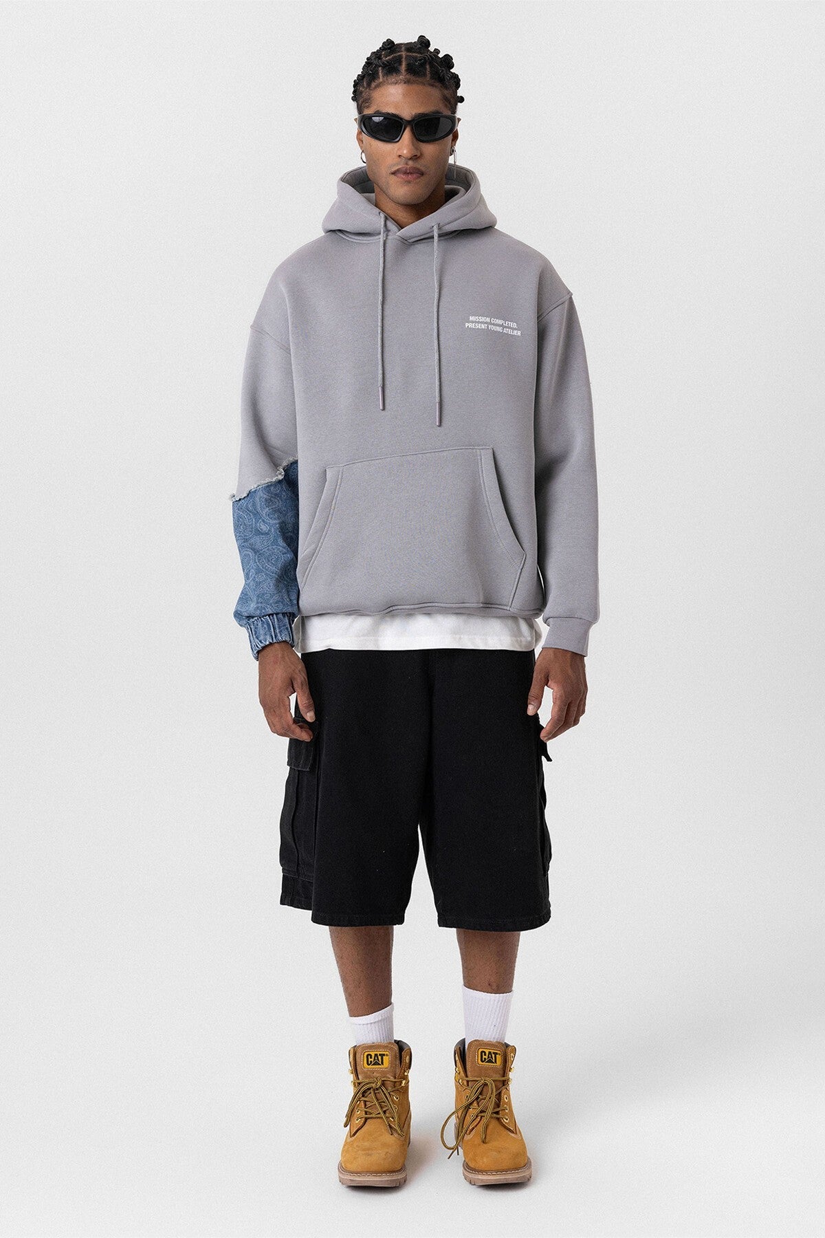 Oversized Hooded Sweatshirt with Sleeve Details