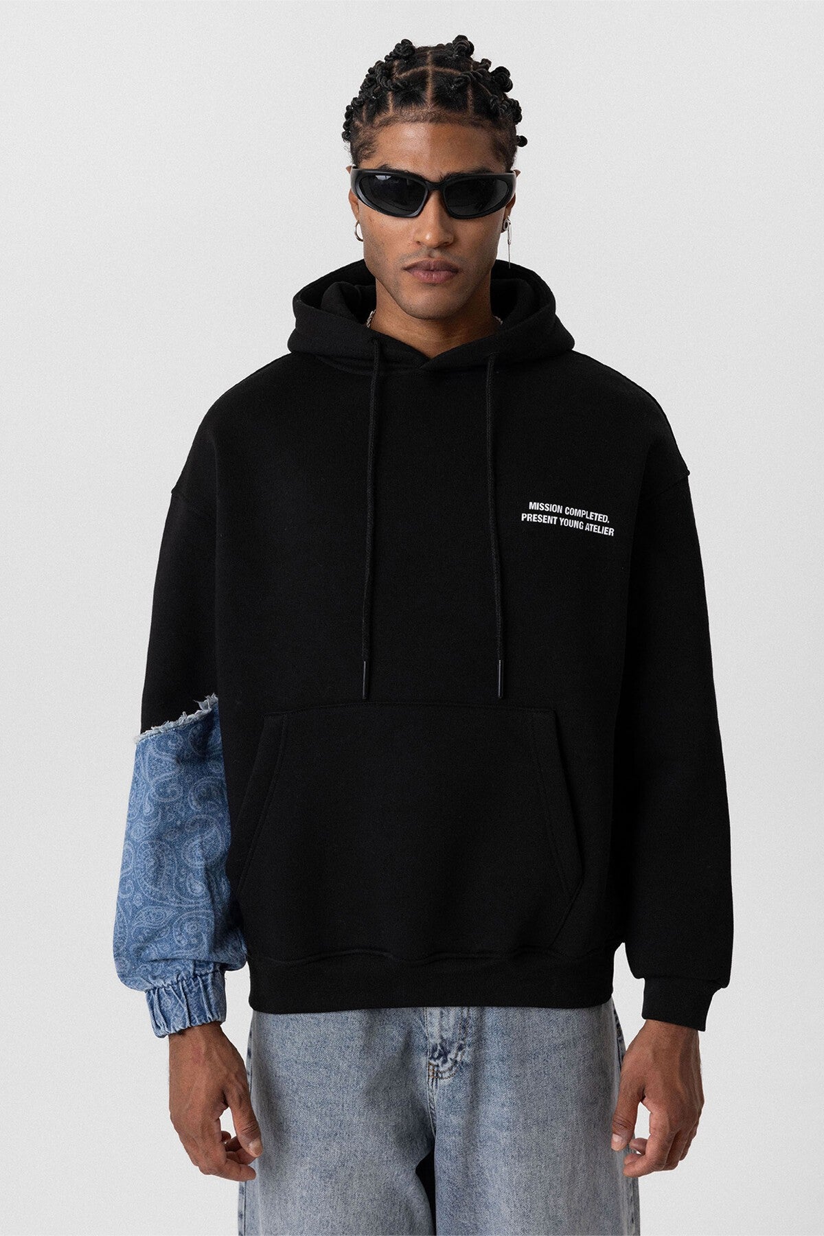 Oversized Hooded Sweatshirt with Sleeve Details
