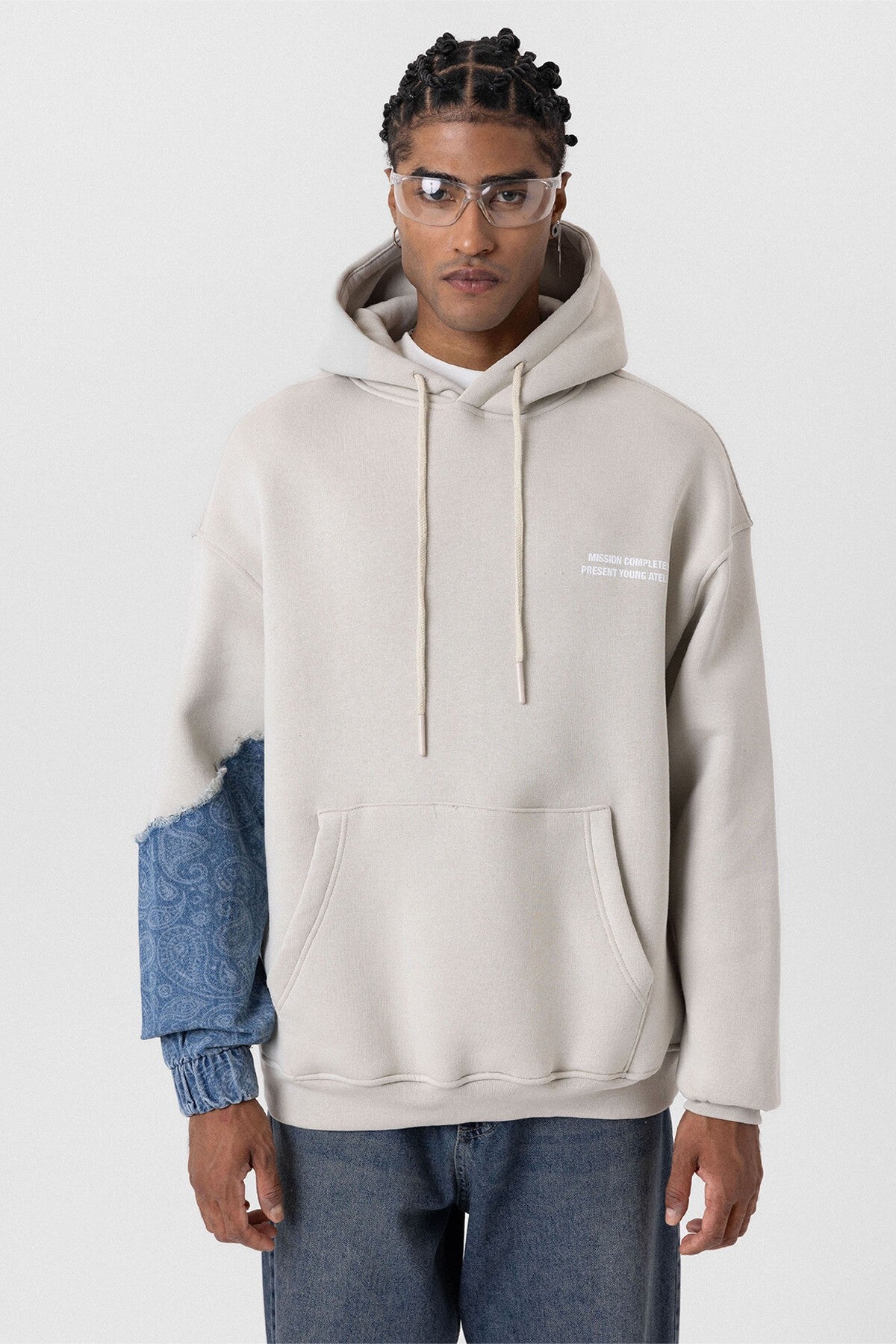 Oversized Hooded Sweatshirt with Sleeve Details