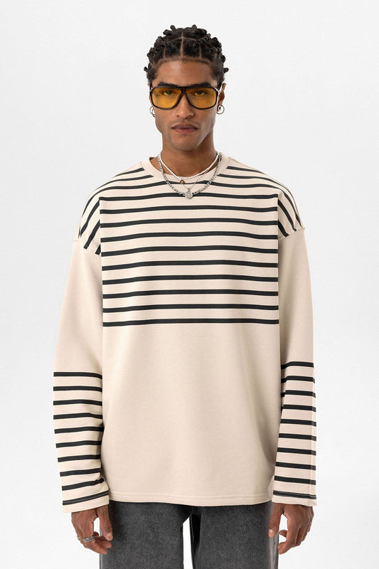 Oversized Sweatshirt with Striped Trim