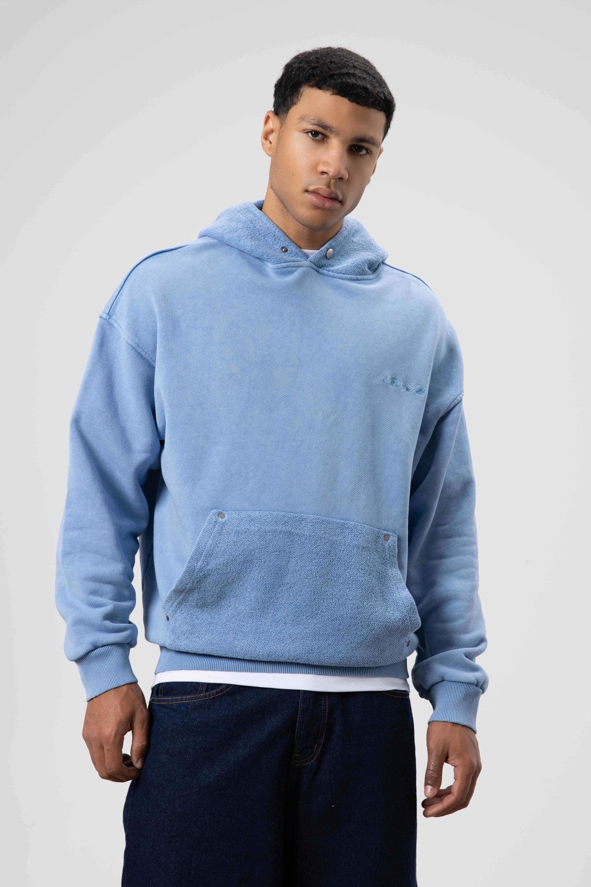 Oversized Washed Printed Hooded Sweatshirt