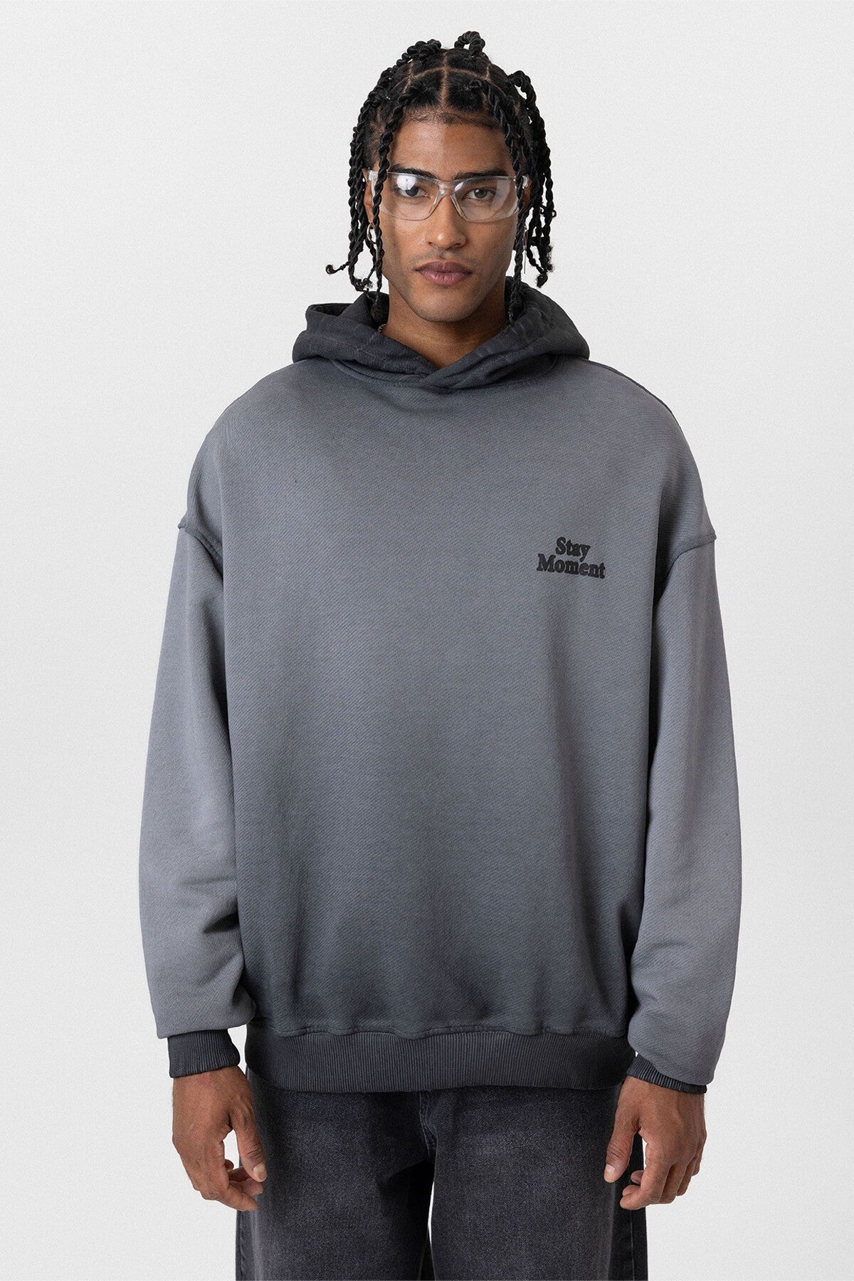 Premium Washed, Printed, Oversized Hooded Sweatshirt