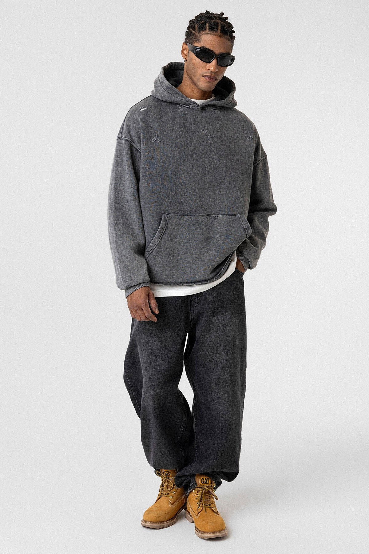 Oversized Sweatshirt with Distressed Details