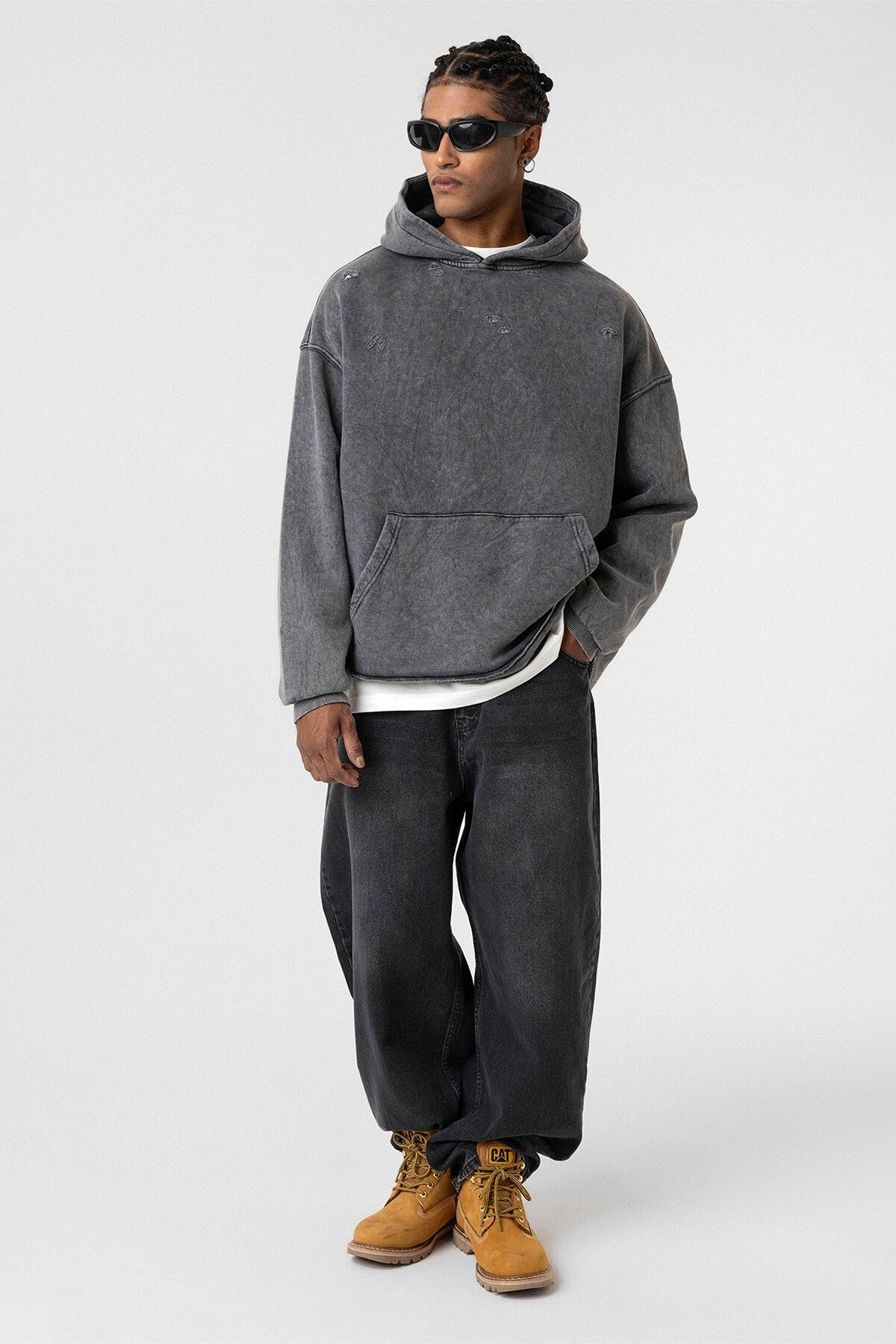 Oversized Sweatshirt with Distressed Details